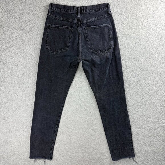 AGOLDE Jeans Womens 26 Pants Black Jamie Distressed Frayed Hem High Rise Denim 1 - Picture 3 of 12